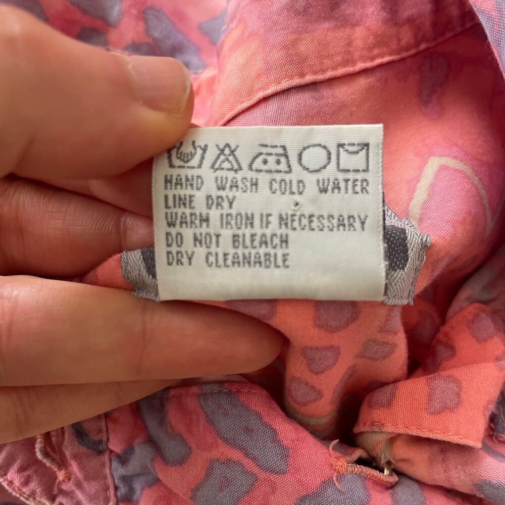 VTG 90s Sigrid Olsen Pink Abstract Print Button Down S Boho Retro Artsy Festival - Picture 9 of 13
